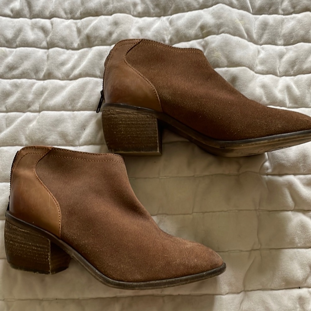 Brown leather booties